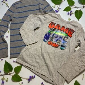 Kids Graphic Long Sleeve Shirt - Gray set of two boys medium 8-10